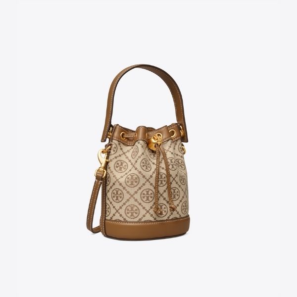 Tory Burch T MONOGRAM JACQUARD MINI BUCKET BAG