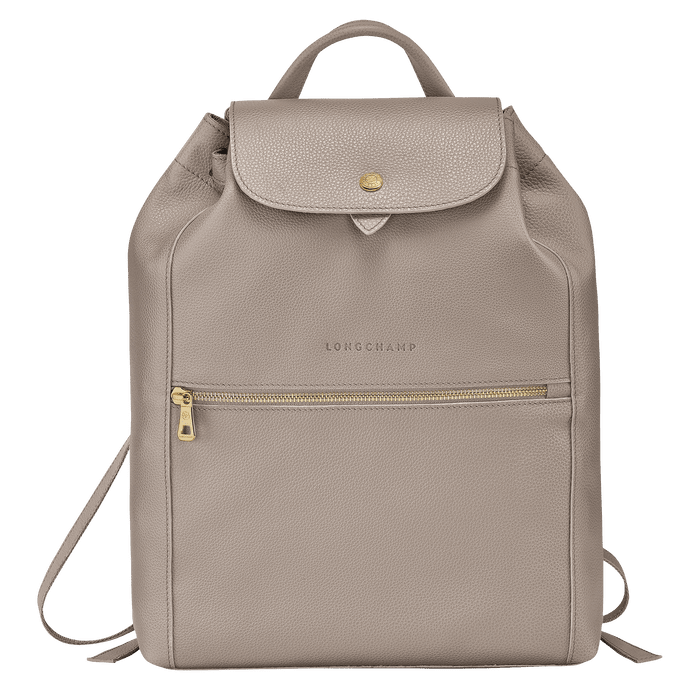 LONGCHAMP LE FOULONNÉ 系列牛皮前口袋翻蓋後背包 (斑鳩灰)