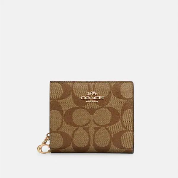 Coach Snap Wallet In Signature Canvas 短夾