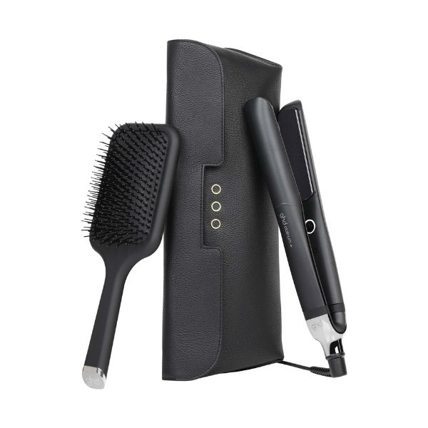GHD Platinum+ Styler – 1″ Flat Iron Gift Set with Paddle Brush & Heat Resistant Bag