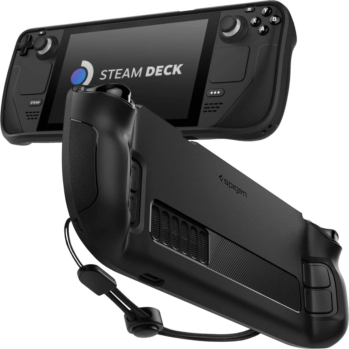 Spigen Rugged Armor Protective Case Designed for Steam Deck TPU Cover with Wrist Strap Shock-Absorption Anti-Scratch Cover Protector Steam Deck Accessories – Matte Black 軍規防摔保護殼