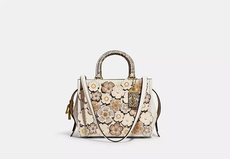 Coach Rogue 25 In Colorblock With Tea Rose And Snakeskin Detail 斜背包
