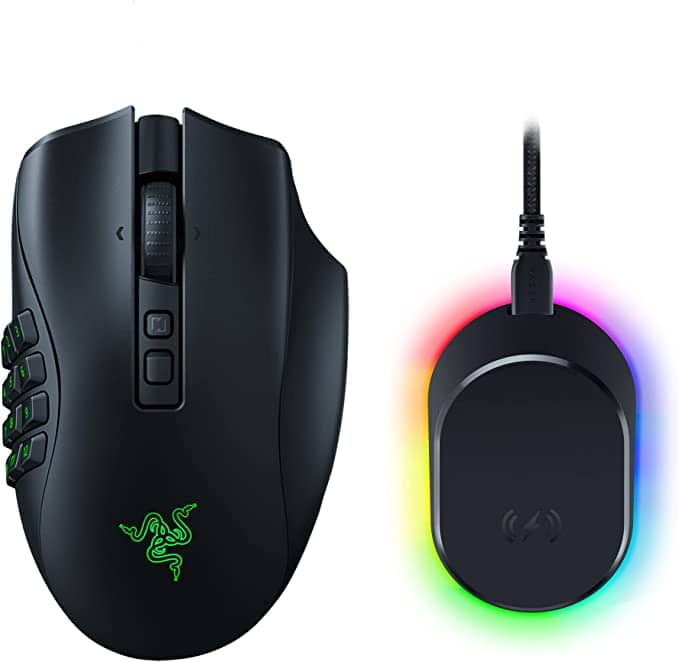 Razer Naga V2 Pro Wireless MMO Gaming Mouse Mouse Dock Pro with Wireless Charging Puck Bundle 那伽梵蛇 V2 專業版 無線滑鼠充電座超值組