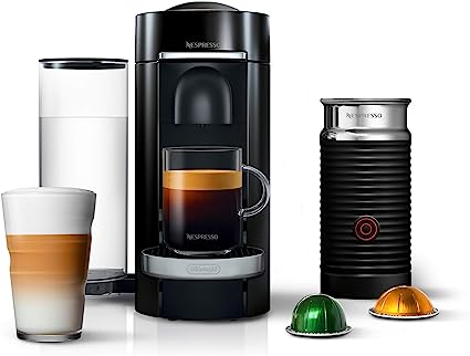 Nespresso VertuoPlus Deluxe Coffee and Espresso Machine by De’Longhi with Milk Frother