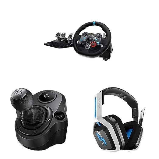 Logitech G29 Driving Force Racing Wheel + Floor Pedals + Driving Force Shifter + A20 Wireless Gaming Headset Bundle 模擬賽車方向盤組 含電競賽耳機
