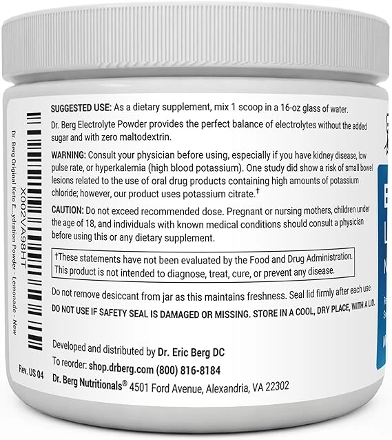 Dr. Berg Zero Sugar Hydration Keto Electrolyte Powder