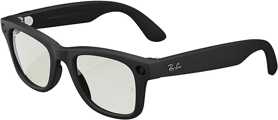 Ray-Ban Meta Wayfarer, Matte Black/Clear to G15 Green Transitions, Large