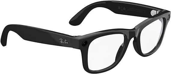 Ray-Ban Meta Wayfarer, Shiny Black/Clear, Large, High bridge