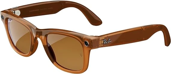 Ray-Ban Meta Wayfarer, Shiny Caramel Transparent/Polarized Brown, Regular