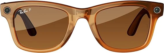 Ray-Ban Meta Wayfarer, Shiny Caramel Transparent/Polarized Brown, Regular