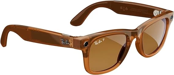 Ray-Ban Meta Wayfarer, Shiny Caramel Transparent/Polarized Brown, Regular