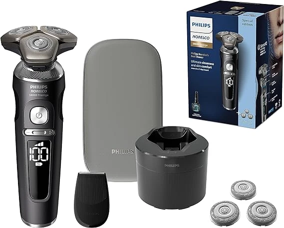 Philips Norelco S9000 Prestige Rechargeable Wet & Dry Shaver with Bonus Set of Replacement Shaving Heads