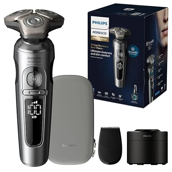 Philips Norelco S9000 Prestige Rechargeable Wet & Dry Shaver with Precision Trimmer and Premium Case