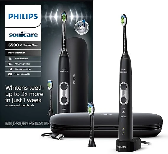 Philips Sonicare ProtectiveClean 6500 Rechargeable Electric Power Toothbrush with Charging Travel Case and Extra Brush Head
