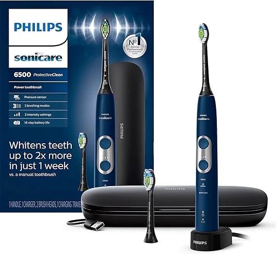 Philips Sonicare ProtectiveClean 6500 Rechargeable Electric Power Toothbrush with Charging Travel Case and Extra Brush Head
