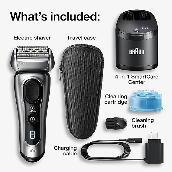 Braun Electric Razo Series 8 8457cc Electric Foil Shaver with Precision Beard Trimmer
