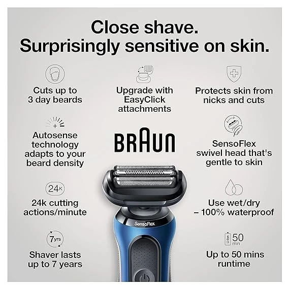 Braun Electric Razo Series 6 6072cc SensoFlex Electric Foil Shaver with Precision Beard Trimmer