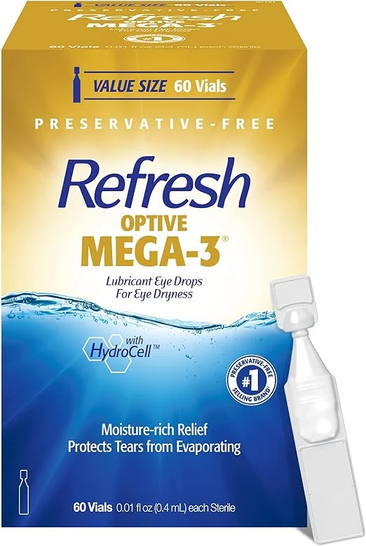 Refresh Optive MEGA-3 Lubricant Eye Drops Preservative-Free Artificial Tears 眼藥水
