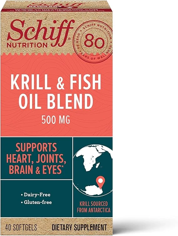 Schiff Omega-3 500mg Fish Oil + Krill Oil Blend Softgels (40 count in a bottle) 魚油磷蝦油保健食品