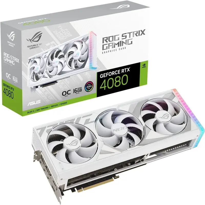 ASUS ROG Strix GeForce RTX 4080 White OC Edition Gaming Graphics Card (PCIe 4.0, 16GB GDDR6X, HDMI 2.1a, DisplayPort 1.4a) 顯示卡