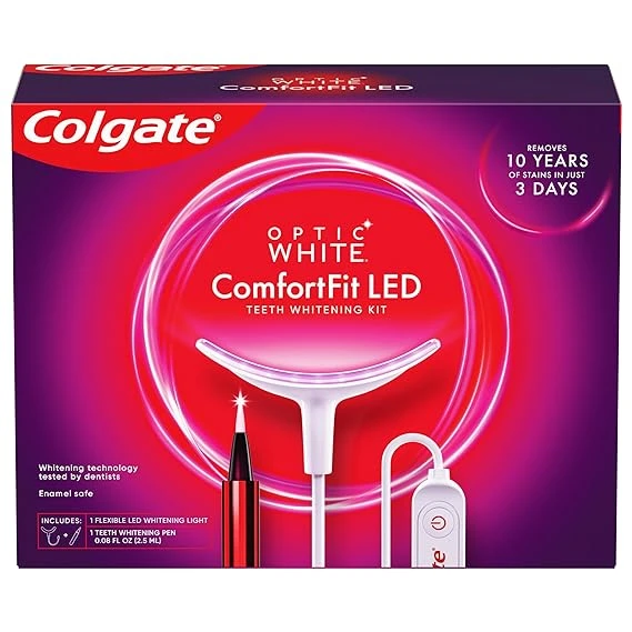 Colgate Optic White ComfortFit Teeth Whitening Kit with LED Light and Whitening Pen