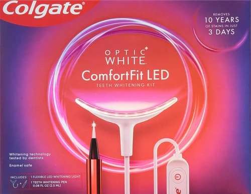 Colgate Optic White ComfortFit Teeth Whitening Kit with LED Light and Whitening Pen