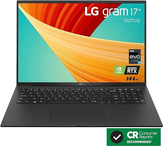 LG gram 17” Lightweight Laptop, Intel 13th Gen Core i7 Evo Platform, Windows 11 Home, NVIDIA RTX3050 4GB GPU, 32GB RAM, 2TB SSD, Black 輕薄筆電