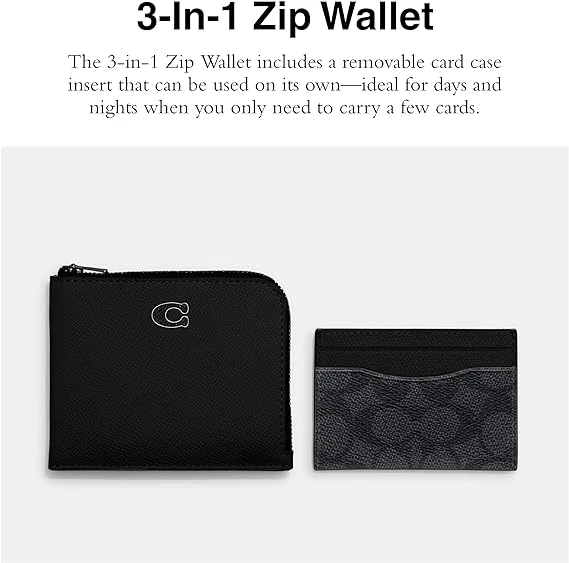 Coach womens 3-in-1 L-zip Wallet in Cross Grain Leather