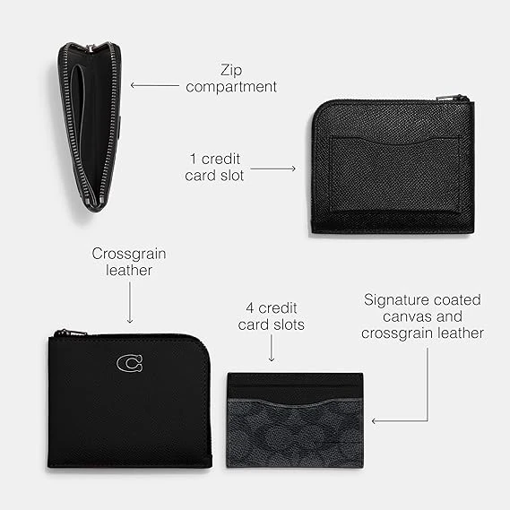 Coach womens 3-in-1 L-zip Wallet in Cross Grain Leather