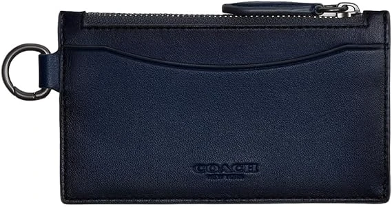 Coach Mens Zip Card Case in Burnished Leather