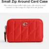 Coach Quilted Pillow Leather Essential Small Zip Around Card Case