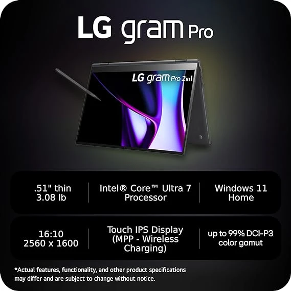 LG gram Pro 16-inch 2in1 Thin and Lightweight Laptop