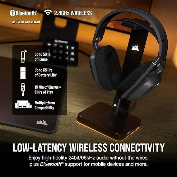Corsair HS80 MAX Wireless Multiplatform Gaming Headset with Bluetooth 海盜船 電競耳機麥克風