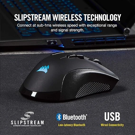 CORSAIR IRONCLAW WIRELESS RGB Rechargeable Gaming Mouse with Slipstream Technology - 18