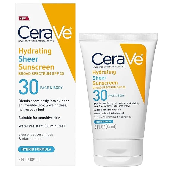 CeraVe Hydrating Sheer Sunscreen SPF 30 for Face and Body 適樂膚 防曬乳
