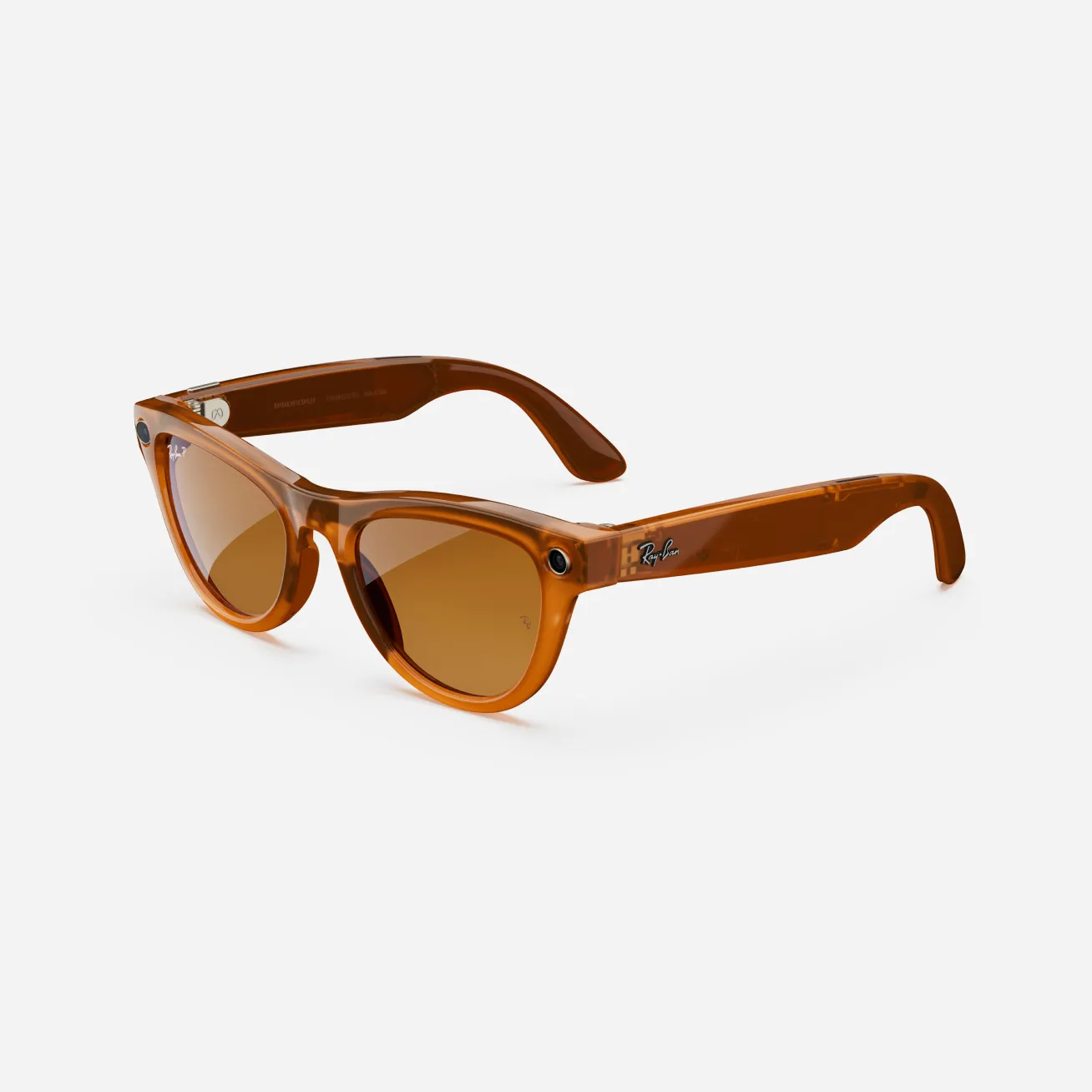 Ray-Ban Meta Skyler, Shiny Caramel Transparent/Brown, Standard, High bridge fit