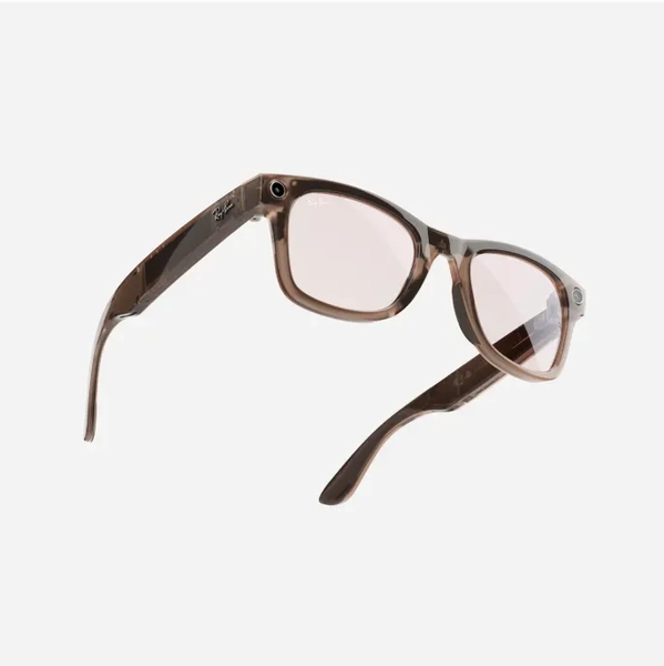 Ray-Ban Meta Wayfarer, Shiny Warm Stone Transparent/Watermelon Red, Standard, High bridge fit