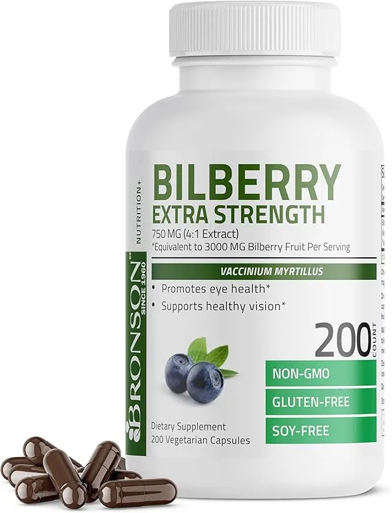 Bronson Bilberry Extra Strength Vaccinium Myrtillus, Promotes Eye Health and Supports Healthy Vision – Non GMO, 200 Vegetarian Capsules 6商品