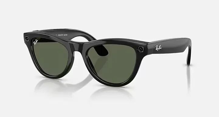 RAY-BAN META SKYLER, Shiny Black, G-15 Green, 52-20, High Bridge Fit