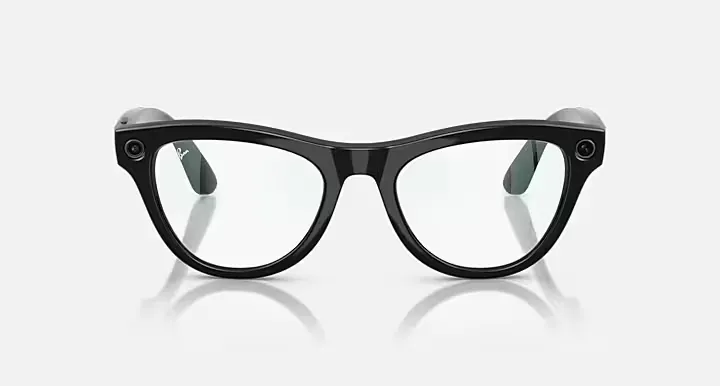 RAY-BAN META SKYLER, Shiny Black, Clear, 52-20, High Bridge Fit