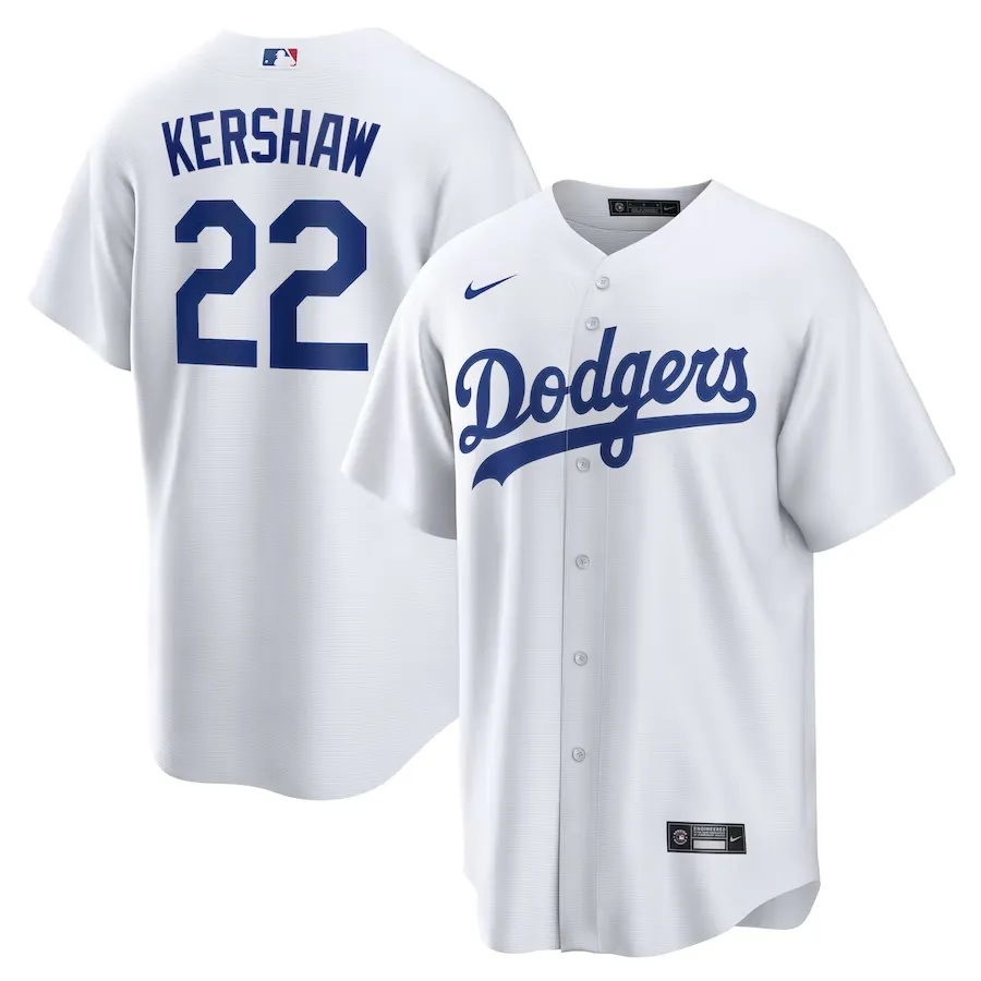 Men’s Los Angeles Dodgers Clayton Kershaw Nike White Home Replica Player Name Jersey