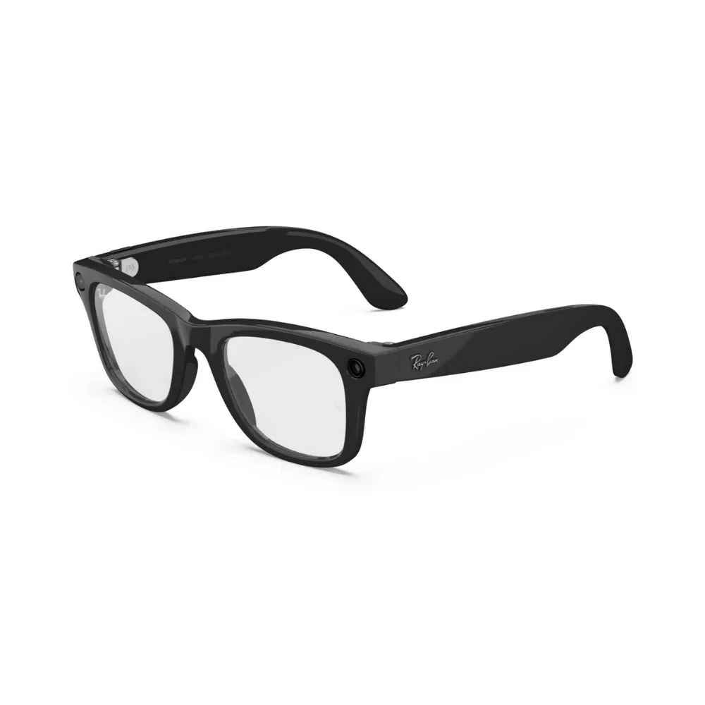 Ray-Ban Meta Wayfarer (Gen 2), Shiny Black, Clear to Graphite Green Transitions, Large, High bridge