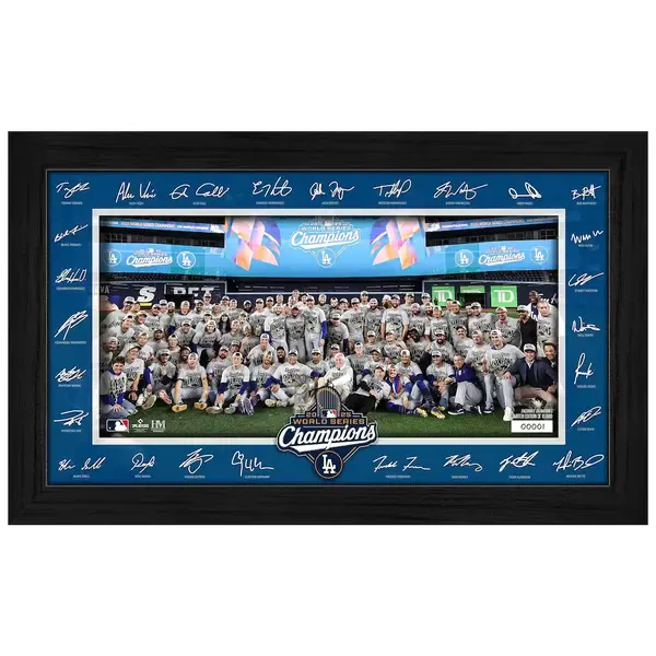 Los Angeles Dodgers Highland Mint 2025 World Series Champions 12″ x 20″ Signature Celebration Frame